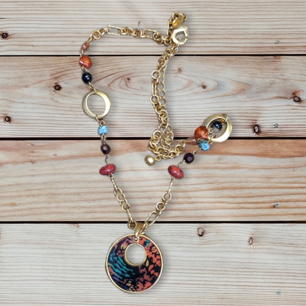 #22 Chico's gold-tone colored beads necklace